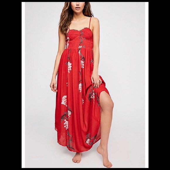 free people red floral dress